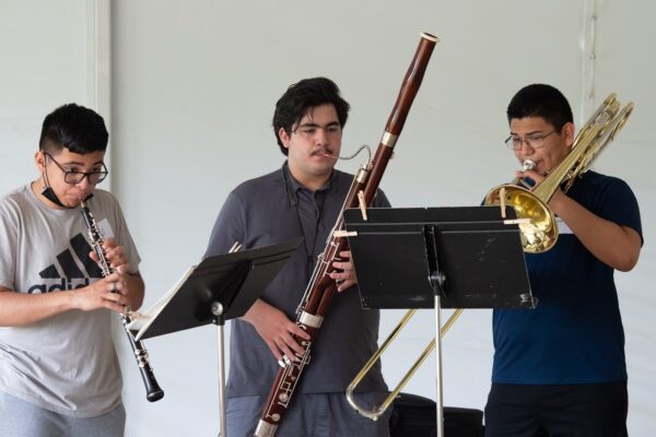 The 9th Grade Trio Oboist Giovani Ibarra, Bassoonist Fabrizio Milcent and Bass Trombonist Jonathan Martinez | Photos by CMPI Parent Mike Molina